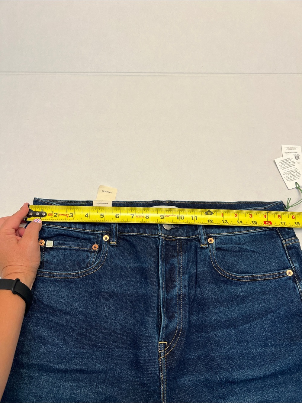 AE 77 AMERICAN EAGLE PREMIUM STRAIGHT CROP BUTTON FLY DENIM JEANS SIZE 14 - Picture 5 of 16
